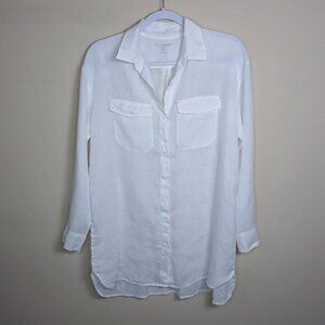 Majestic Filatures Linen Deluxe Tee Shirt Button Down L Lightweight Lagenlook